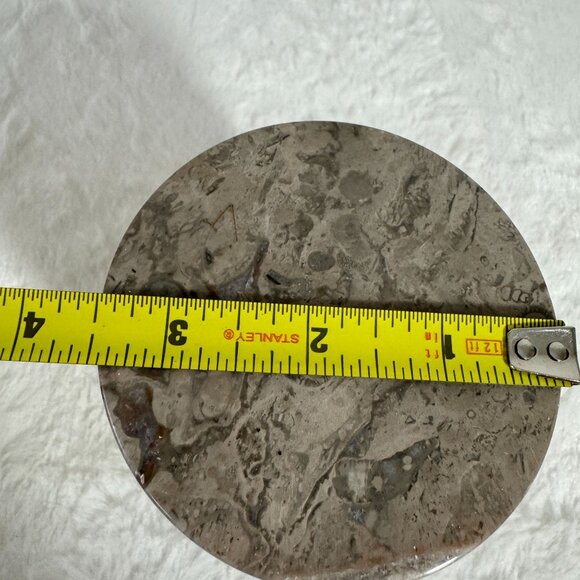 Handcrafted Gray Marble Storage Jar With Lid Trinket holder Heavy - Picture 7 of 8